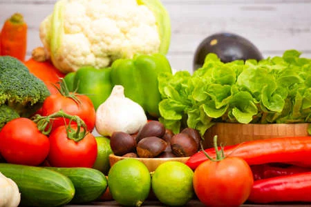 Fresh Sri Lankan tropical vegetables including drumstick, bitter gourd and okra